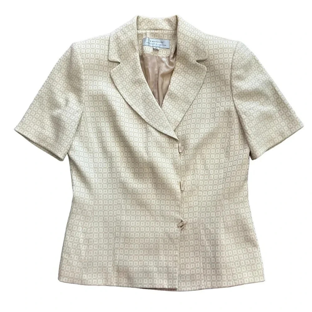 Tahari Beige Short Sleeve Blazer 8